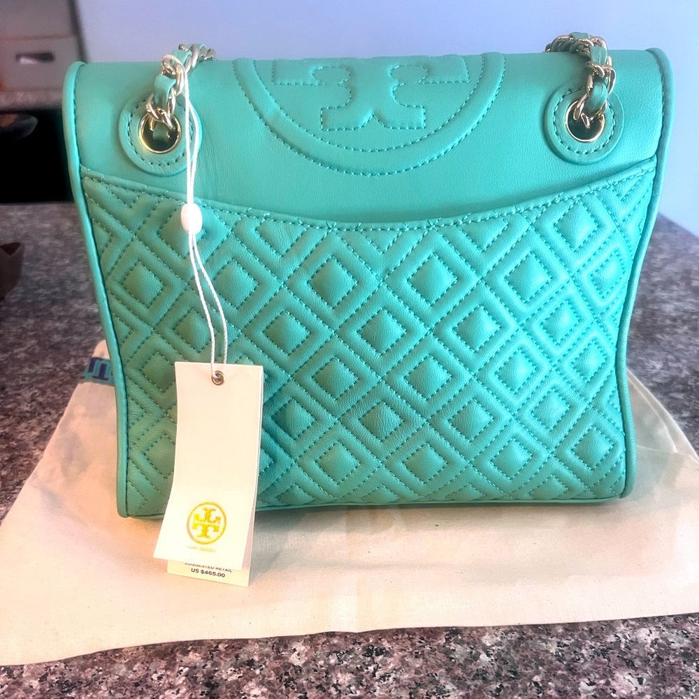 Tory Burch Fleming Medium Bag in Deep Mint